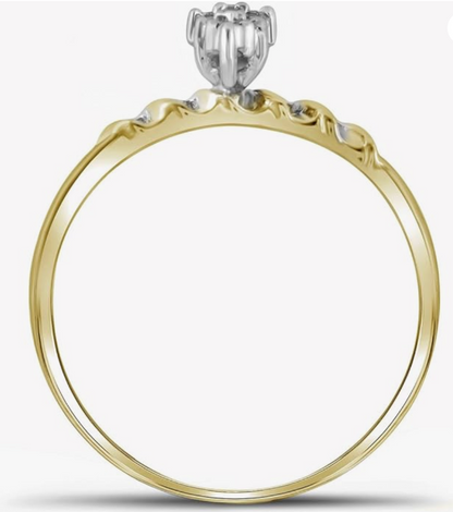1/10 CT. T.W. Diamond Marquise Cluster Bridal Engagement Ring Set in 14K Yellow Gold