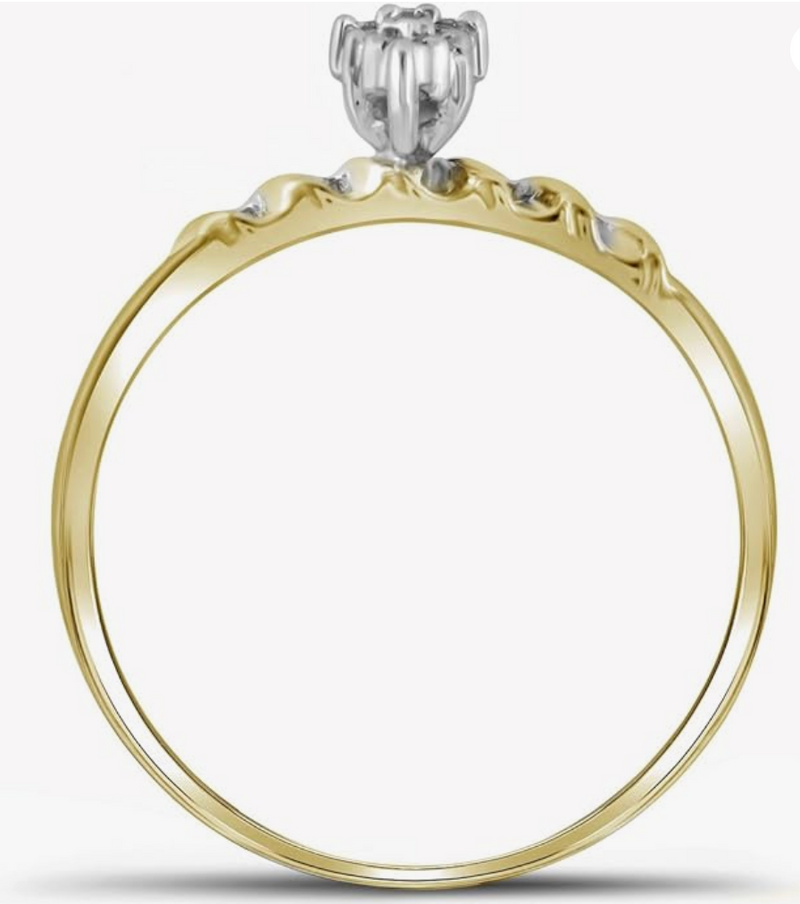 1/10 CT. T.W. Diamond Marquise Cluster Bridal Engagement Ring Set in 14K Yellow Gold