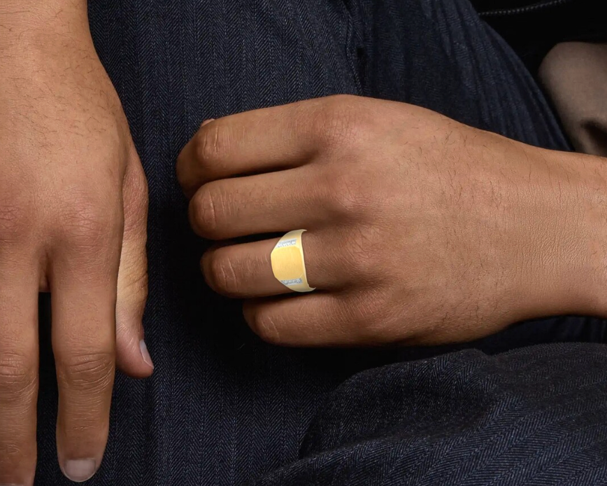 0.13 CT. TW Diamond Signet Ring in 10K Gold