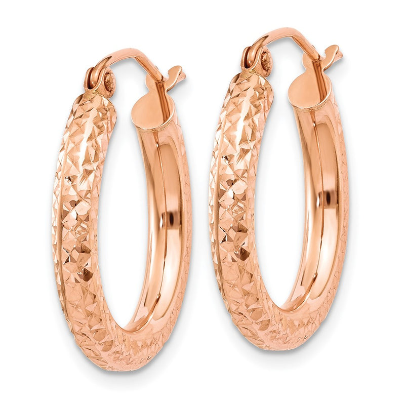 14K Rose Gold 3mm Diamond-Cut Hoop