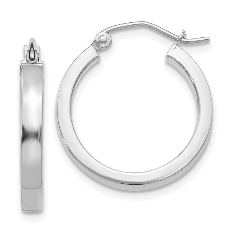 14K White Gold 2X3mm Rectangle Tube Hoop