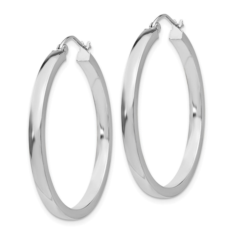 14K White Gold 2X3mm Rectangle Tube Hoop
