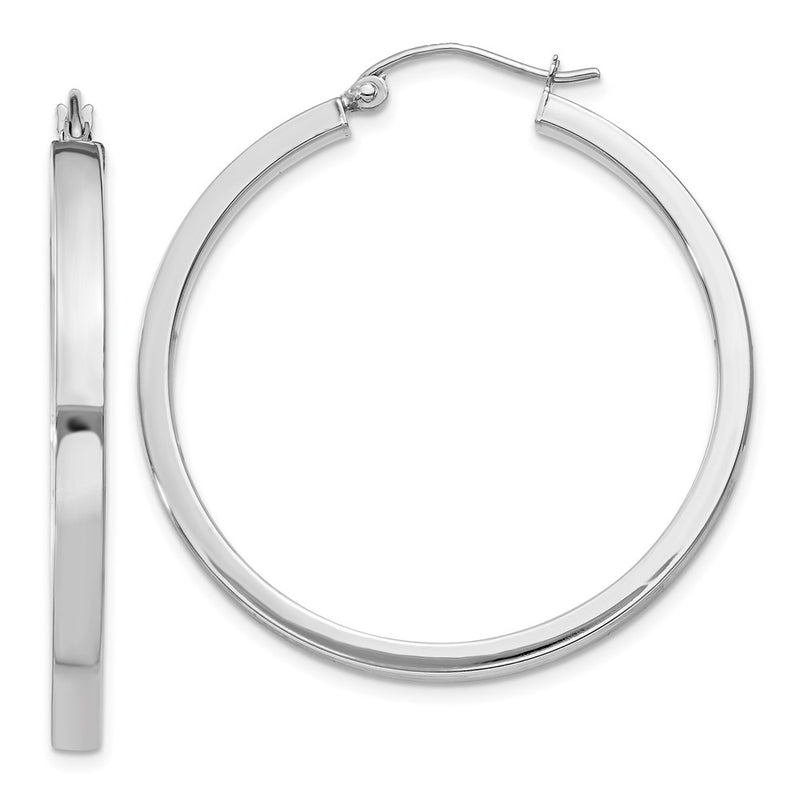 14K White Gold 2X3mm Rectangle Tube Hoop