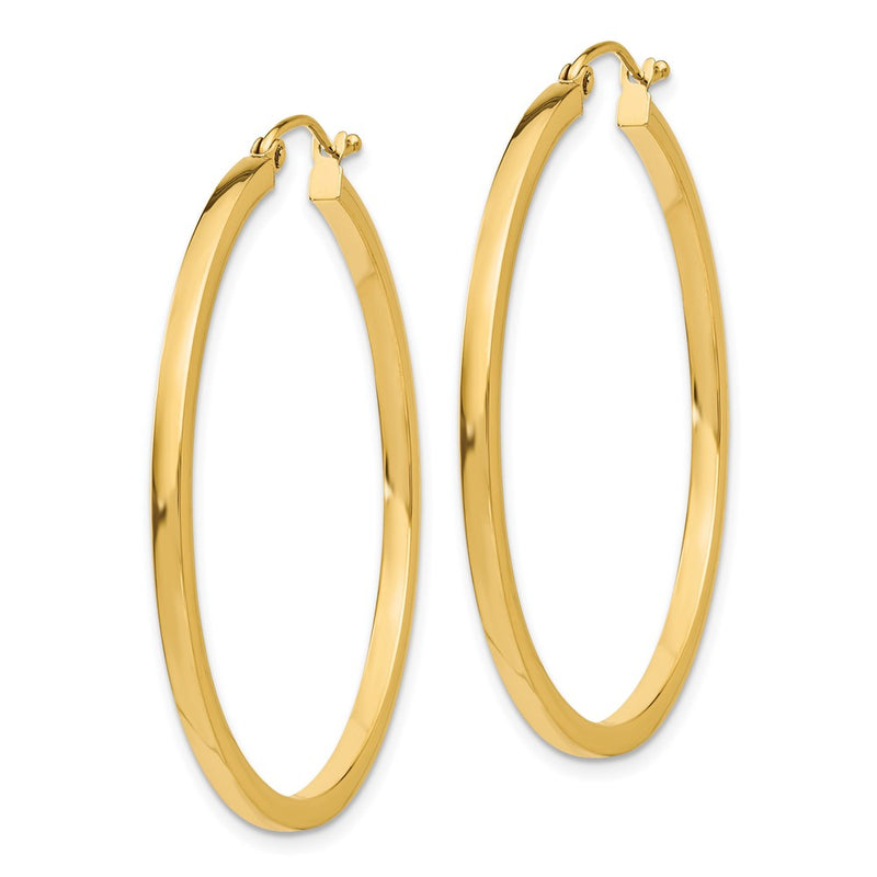 14K Yellow Gold 2mm Square Tube Hoop Earrings