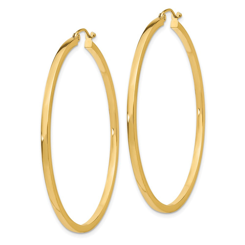 14K Yellow Gold 2mm Square Tube Hoop Earrings