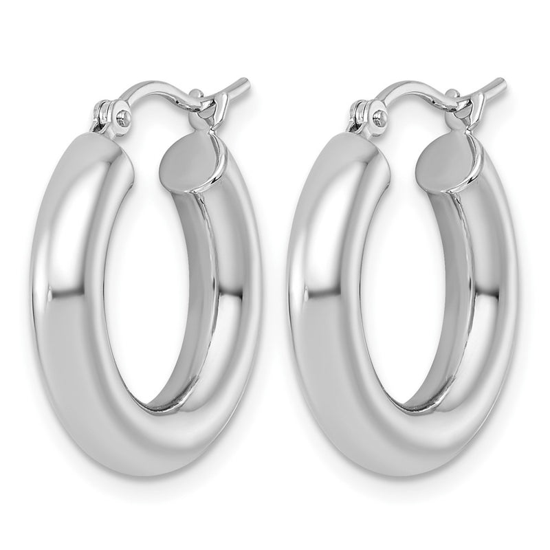 14K White Gold Polished 4mm X 20mm Lightweight Tube Earrings