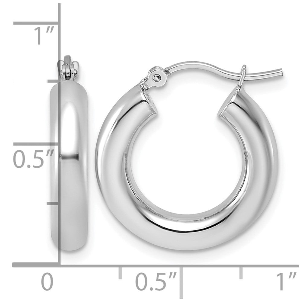 14K White Gold Polished 4mm X 20mm Lightweight Tube Earrings