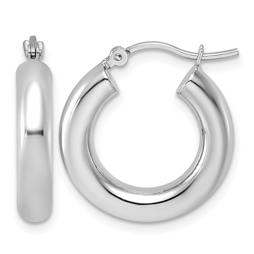 14K White Gold Polished 4mm X 20mm Lightweight Tube Earrings