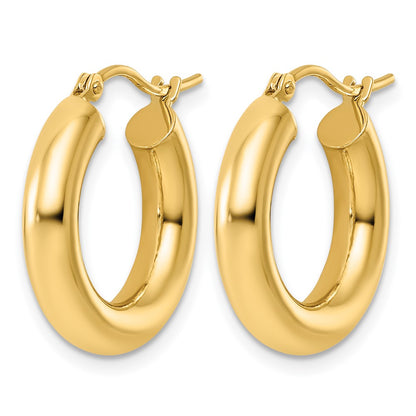 14K Yellow Gold Polished 4mm X 20mm Lightweight Tube Earrings
