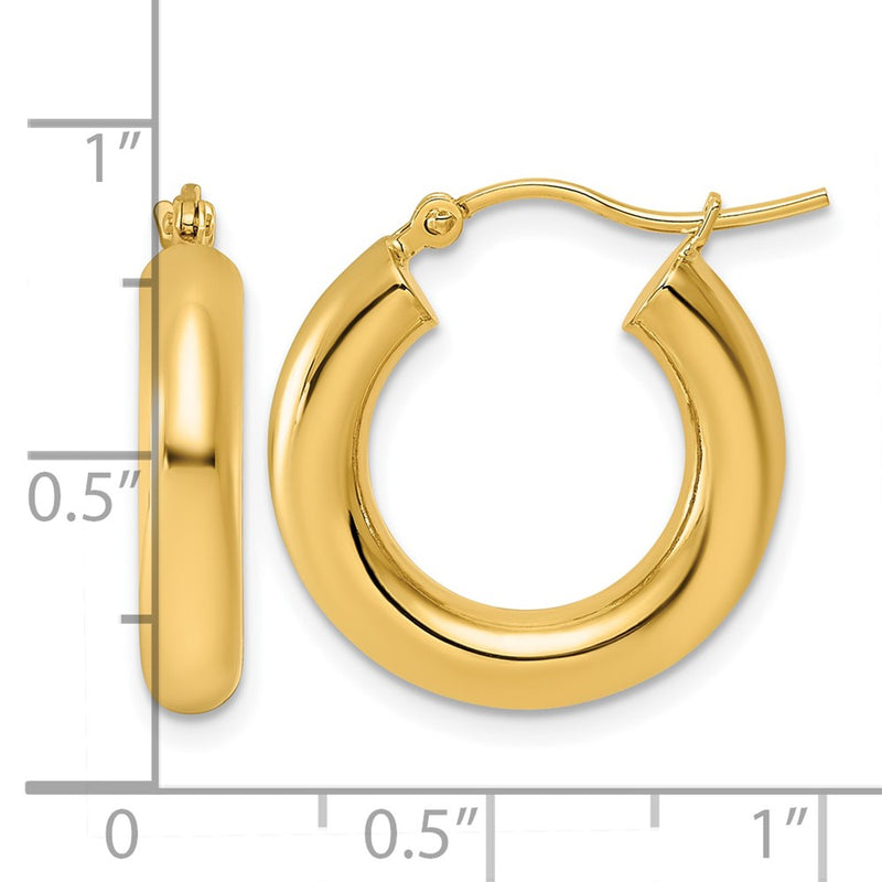 14K Yellow Gold Polished 4mm X 20mm Lightweight Tube Earrings