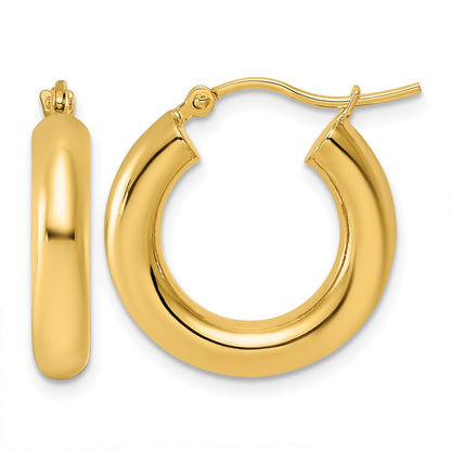 14K Yellow Gold Polished 4mm X 20mm Lightweight Tube Earrings