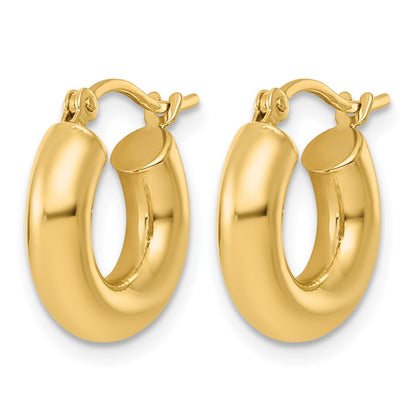 14K Yellow Gold Polished 4mm X 15mm Tube Hoop Earrings