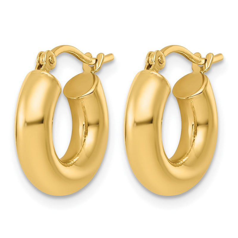 14K Yellow Gold Polished 4mm X 15mm Tube Hoop Earrings
