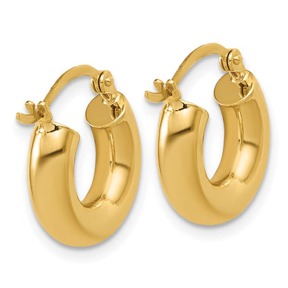 14K Yellow Gold Polished 4mm X 15mm Lightweight Tube Earrings