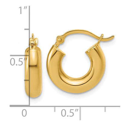14K Yellow Gold Polished 4mm X 15mm Lightweight Tube Earrings