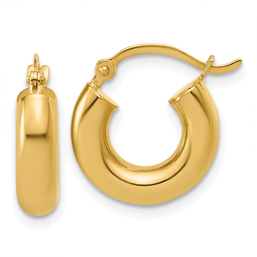 14K Yellow Gold Polished 4mm X 15mm Lightweight Tube Earrings