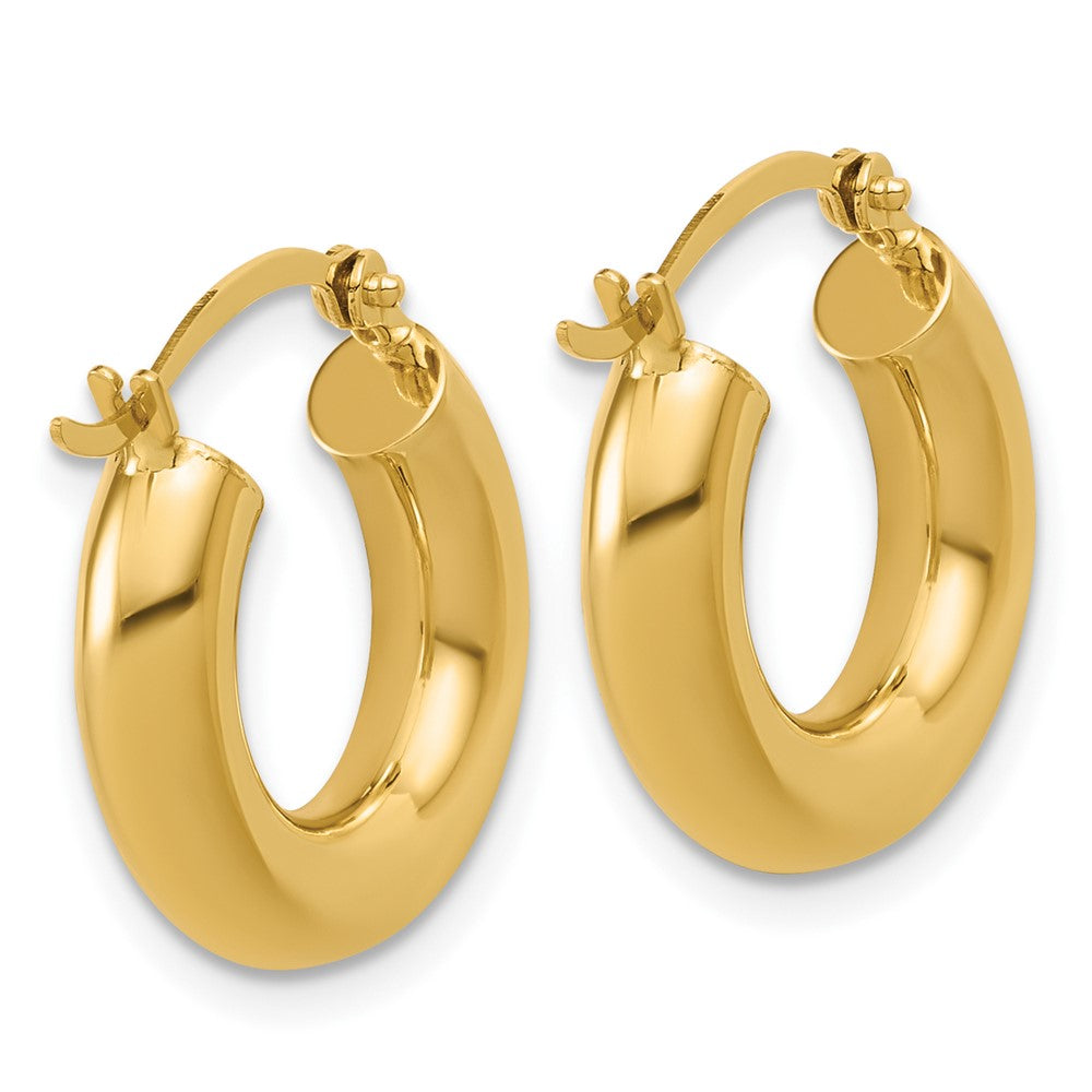 14K Yellow Gold Polished 4mm X 17mm Tube Hoop Earrings