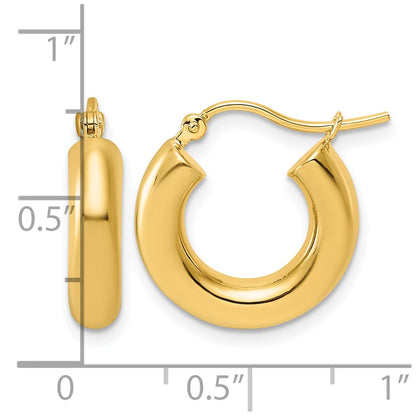 14K Yellow Gold Polished 4mm X 17mm Tube Hoop Earrings