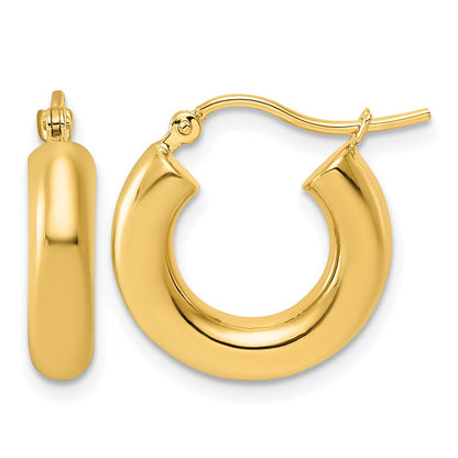 14K Yellow Gold Polished 4mm X 17mm Lightweight Tube Earrings