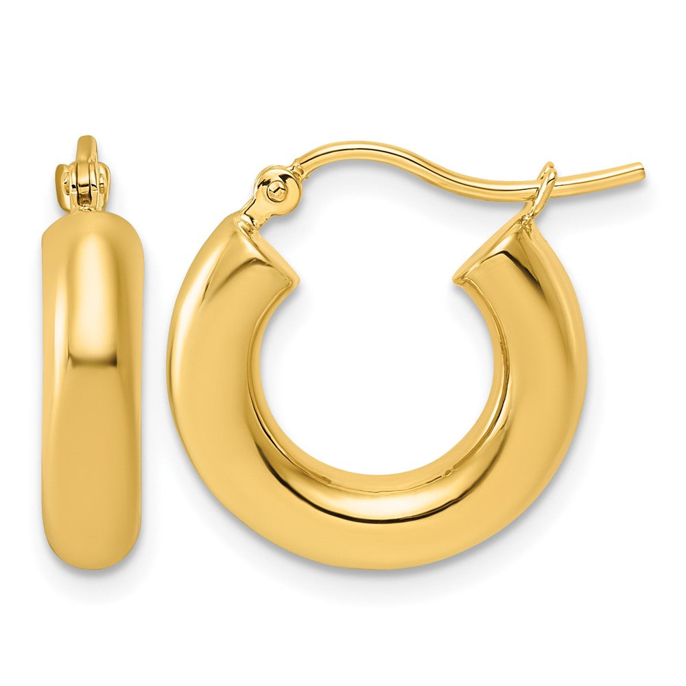 14K Yellow Gold Polished 4mm X 17mm Tube Hoop Earrings
