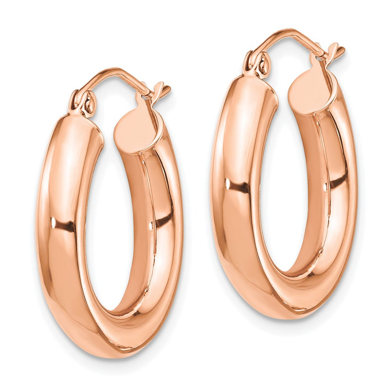 14K Rose Gold Polished 4mm X 20mm Tube Hoop Earrings