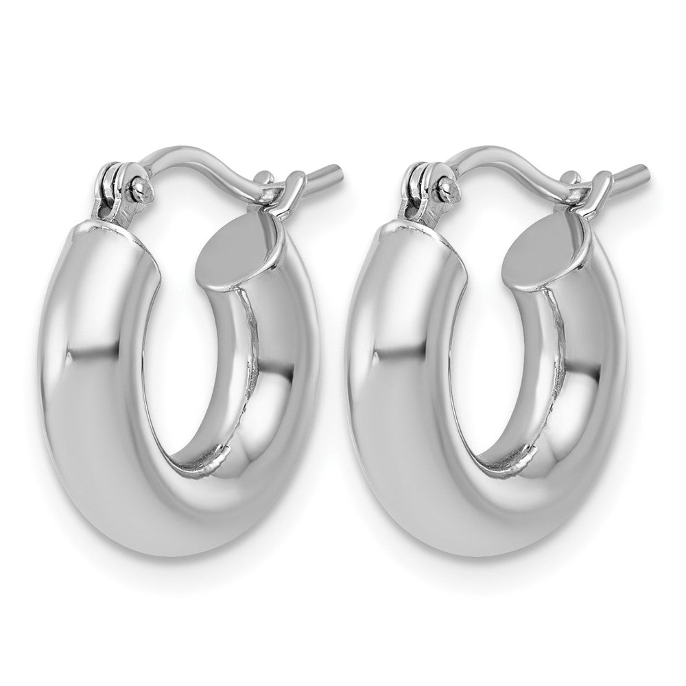 14K White Gold Polished 4mm X 15mm Tube Hoop Earrings