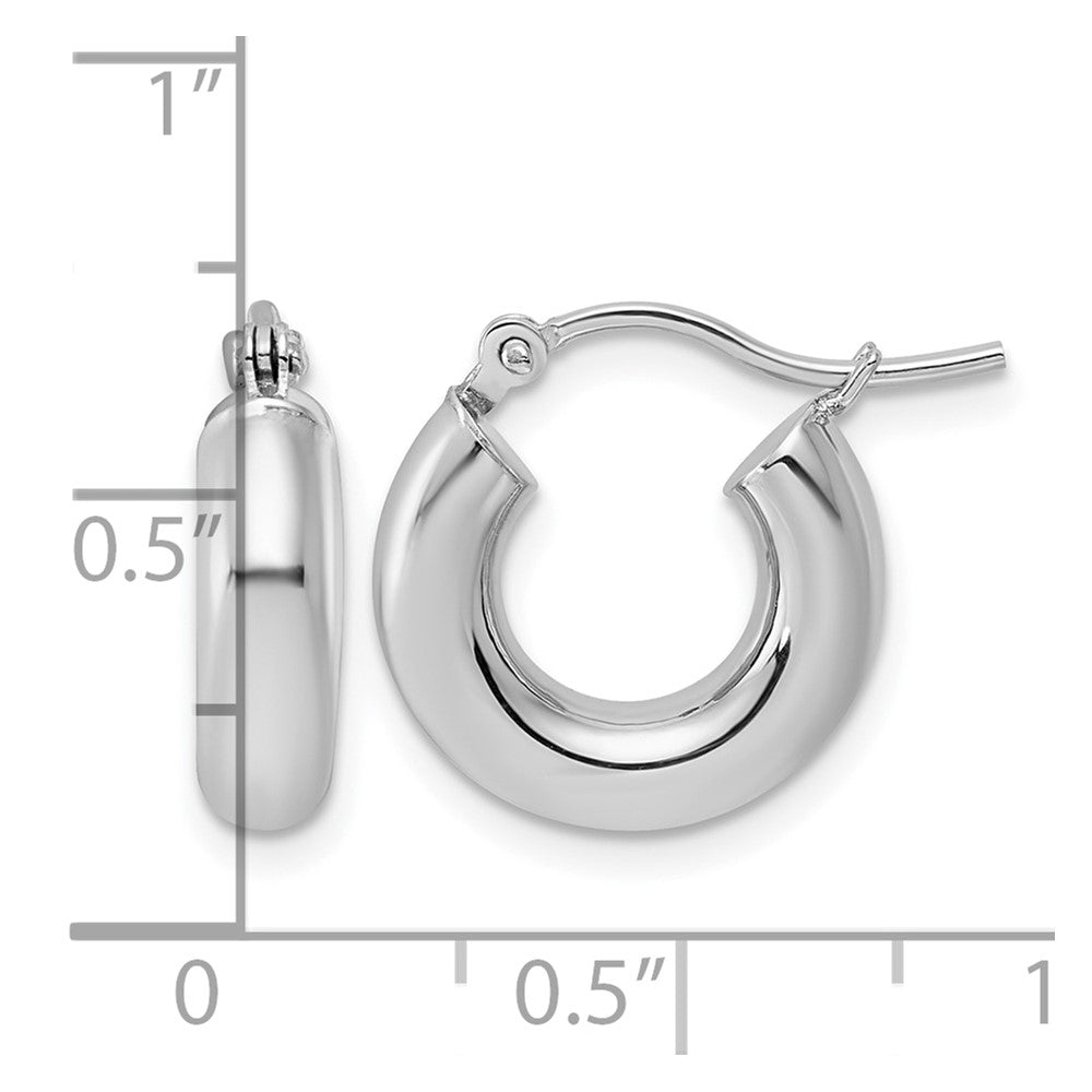 14K White Gold Polished 4mm X 15mm Lightweight Tube Earrings