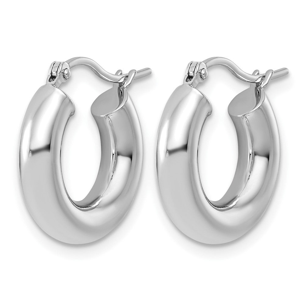 14K White Gold Polished 4mm X 17mm Tube Hoop Earrings