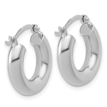 14K White Gold Polished 4mm X 17mm Tube Hoop Earrings