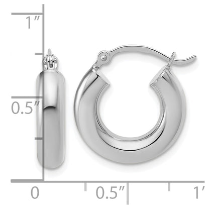 14K White Gold Polished 4mm X 17mm Lightweight Tube Earrings
