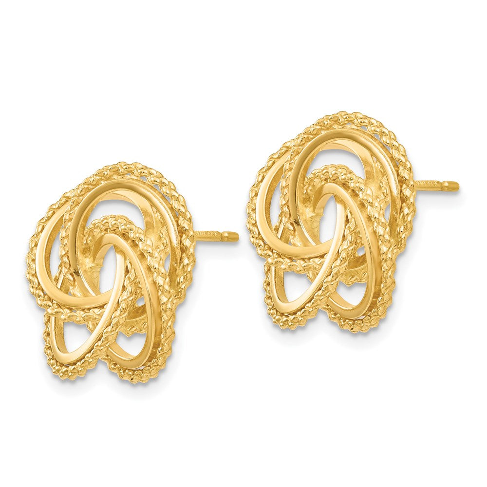 14K Yellow Gold Polished & Twisted Love Knot Post Earrings