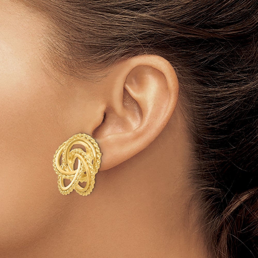 14K Yellow Gold Polished & Twisted Love Knot Post Earrings