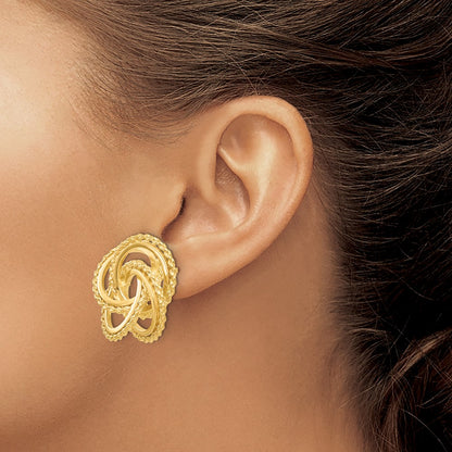 14K Yellow Gold Polished & Twisted Love Knot Post Earrings
