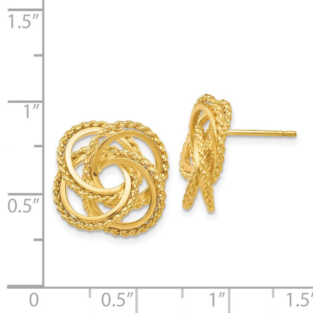 14K Yellow Gold Polished & Twisted Love Knot Post Earrings