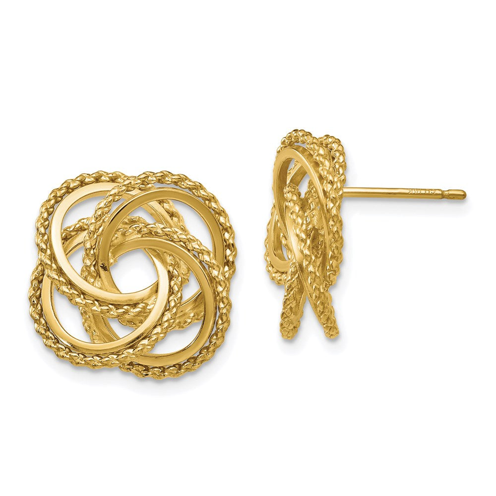 14K Yellow Gold Polished & Twisted Love Knot Post Earrings