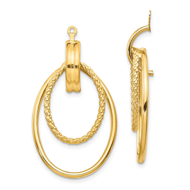 14K Yellow Gold Polished Double Oval Earring Jackets