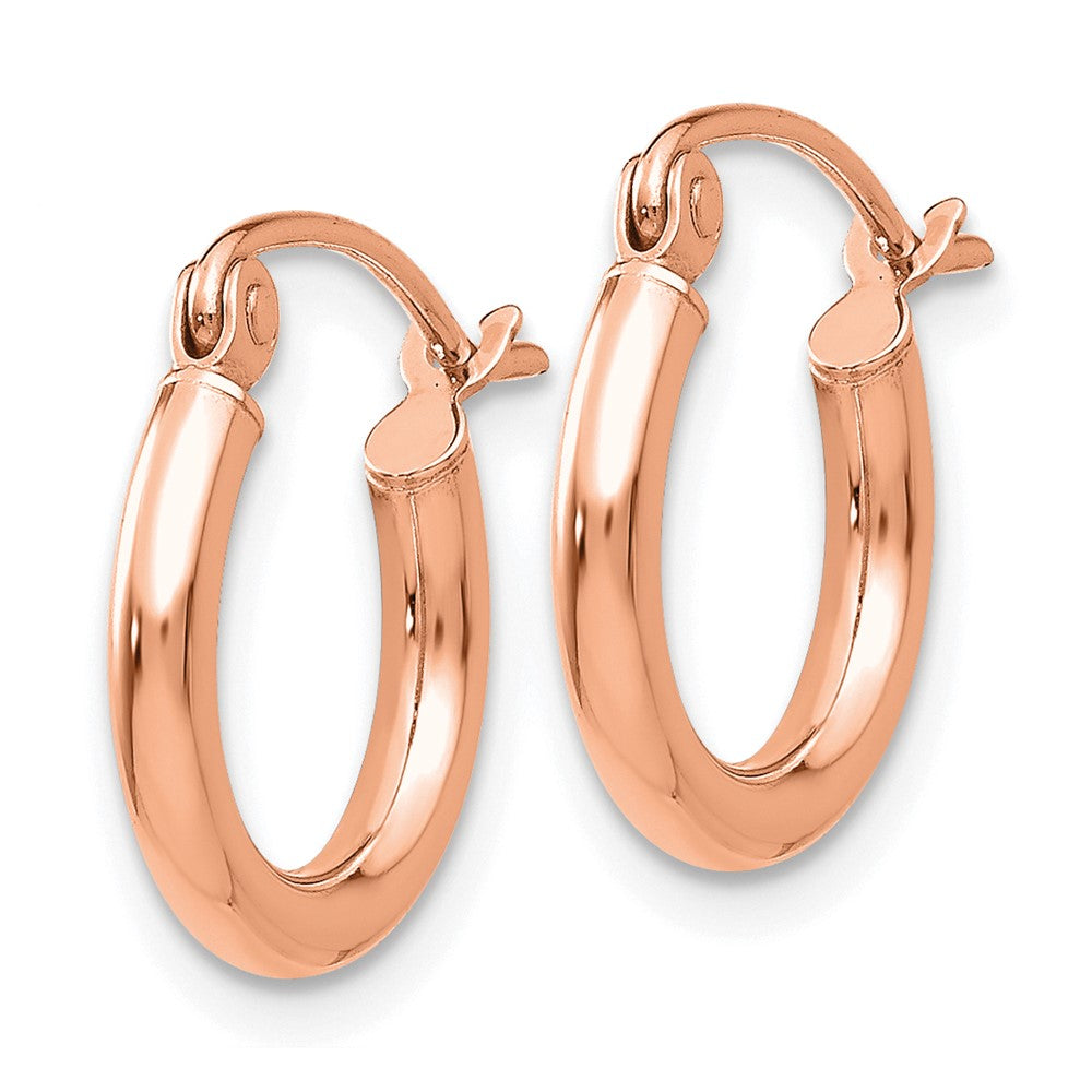 14K Rose Gold Polished 2x12mm Lightweight Tube Hoop Earrings