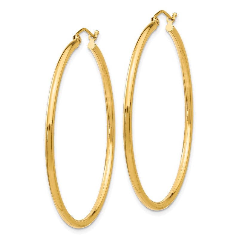 14K Yellow Gold Polished 2X45mm Tube Hoop Earrings