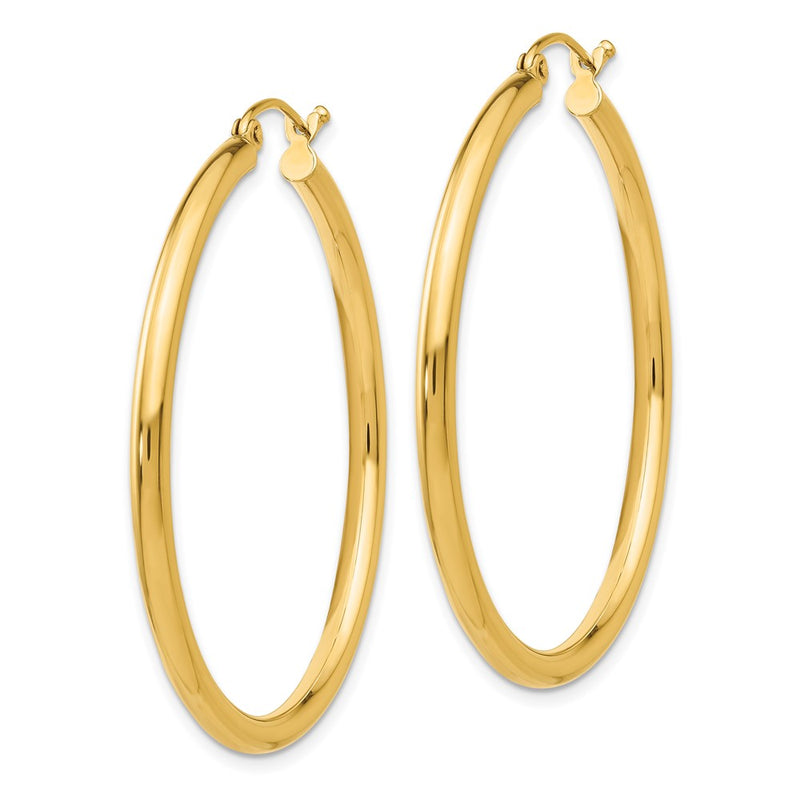 14K Yellow Gold Polished 2.5mm Tube Hoop Earrings