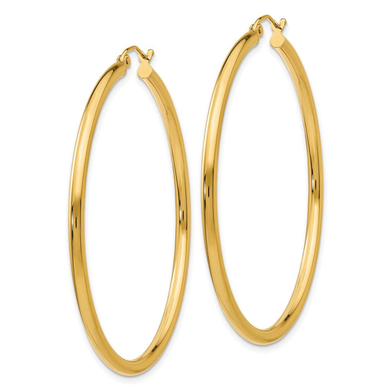 14K Yellow Gold Polished 2.5mm Tube Hoop Earrings