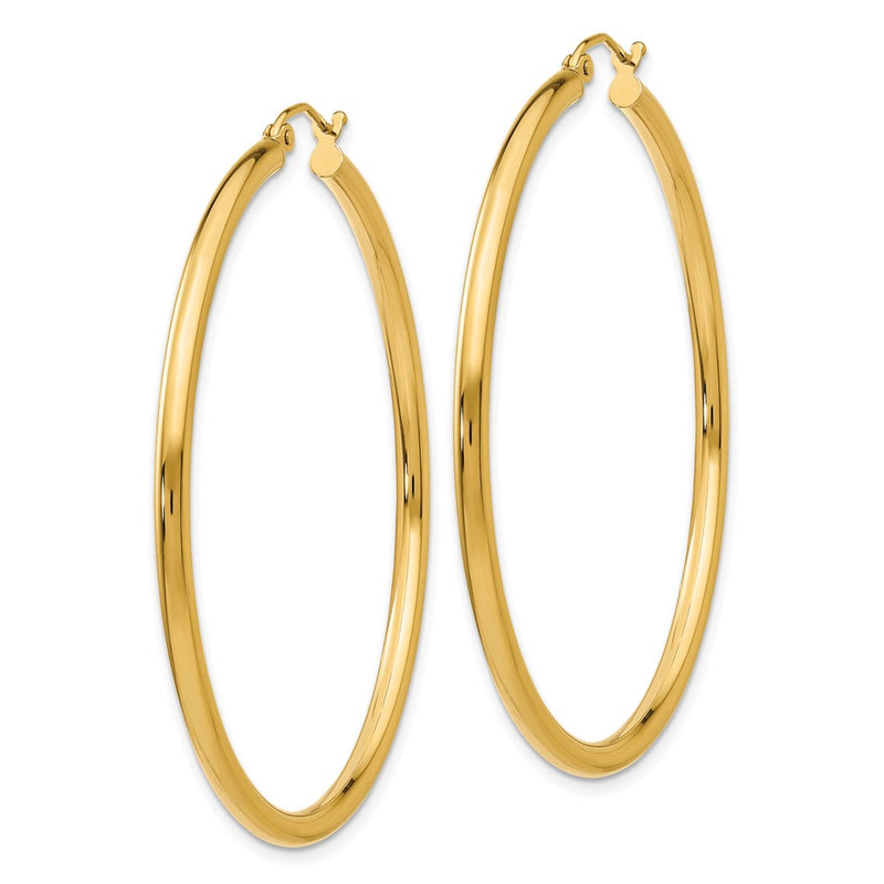 14K Yellow Gold Polished 2.5mm Lightweight Tube Hoop Earrings