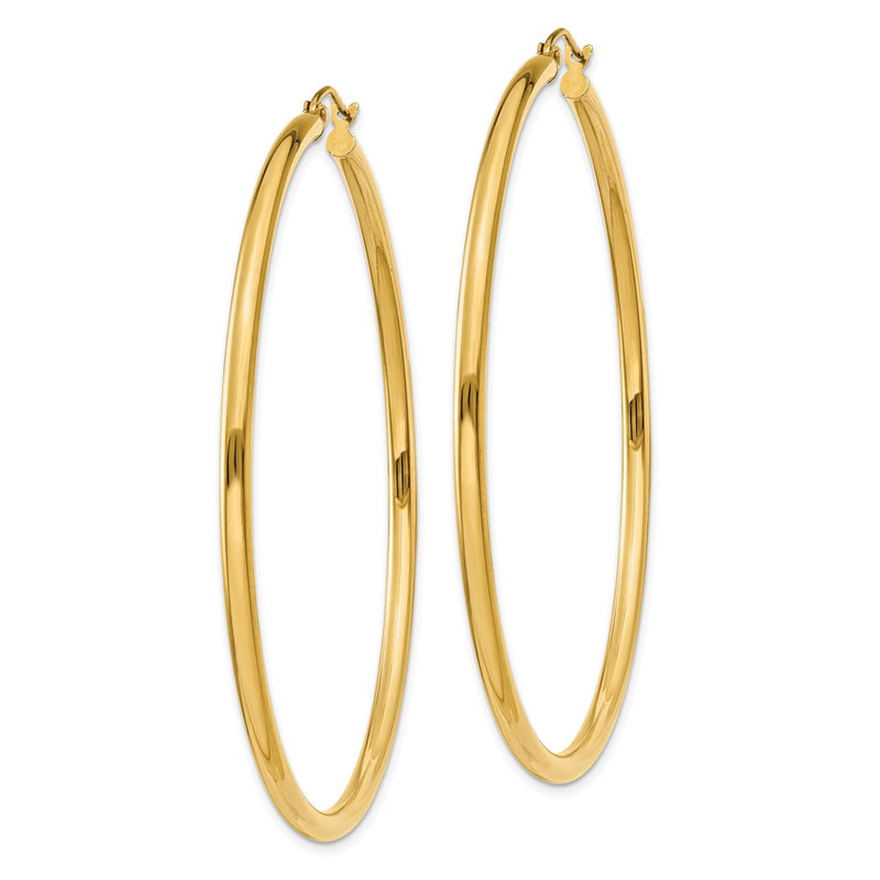 14K Yellow Gold Polished 2.5mm Tube Hoop Earrings