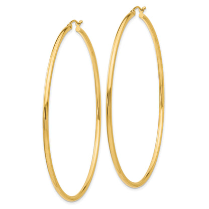 14K Yellow Gold Polished 2.5mm Tube Hoop Earrings