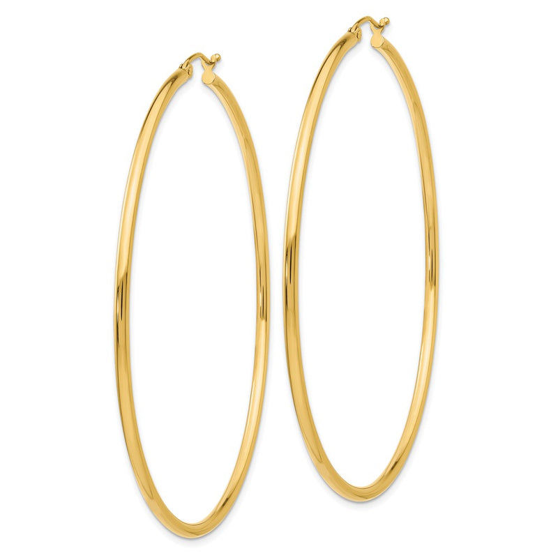 14K Yellow Gold Polished 2.5mm Tube Hoop Earrings