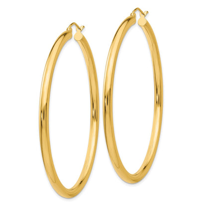 14K Yellow Gold Polished 3mm Tube Hoop Earrings