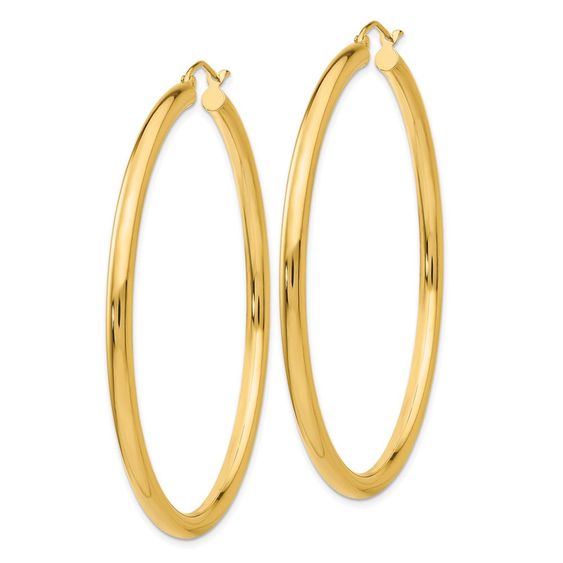 14K Yellow Gold Polished 3mm Tube Hoop Earrings