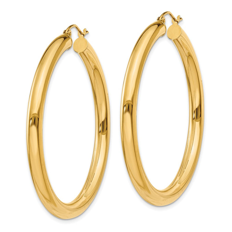 14K Yellow Gold Polished 4mm Tube Hoop Earrings