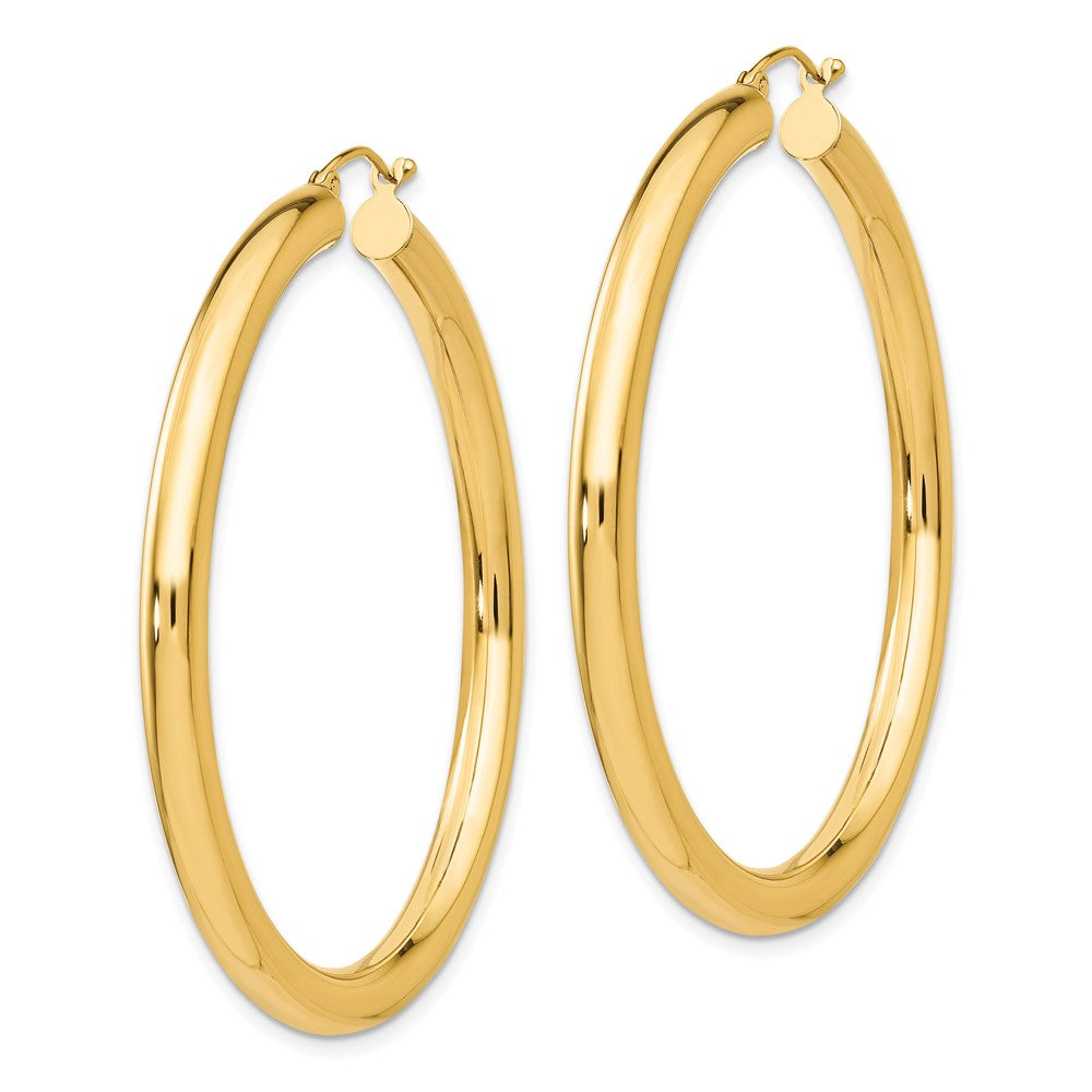 14K Yellow Gold Polished 4mm Tube Hoop Earrings
