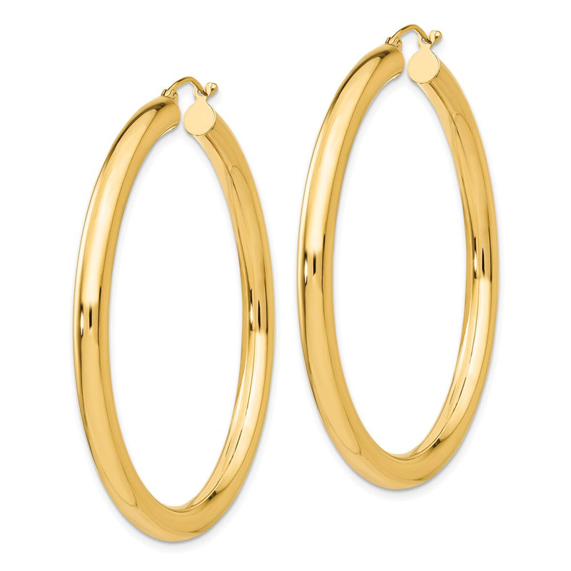 14K Yellow Gold Polished 4mm Tube Hoop Earrings