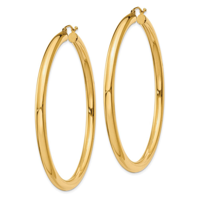 14K Yellow Gold Polished 4mm Tube Hoop Earrings